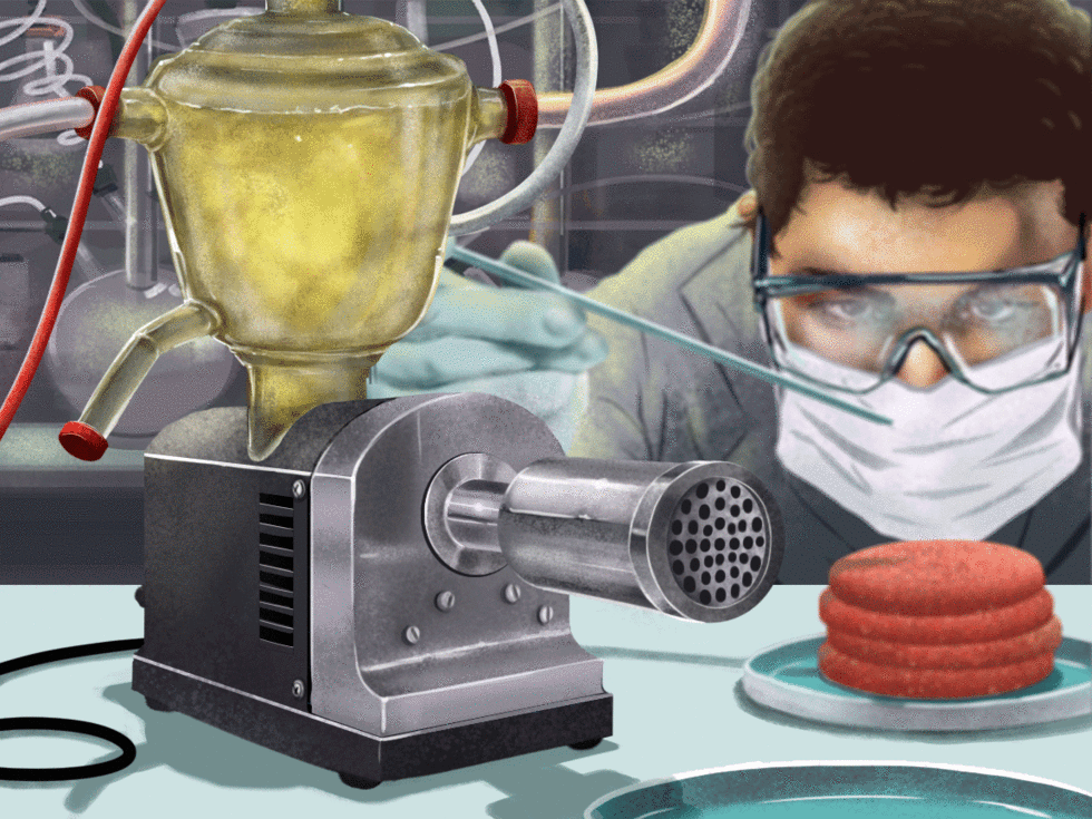 Are we going to eat vegetable meat soon, which is produced in a  "Mini Reactor"? Illustration by Ryan Sanchez